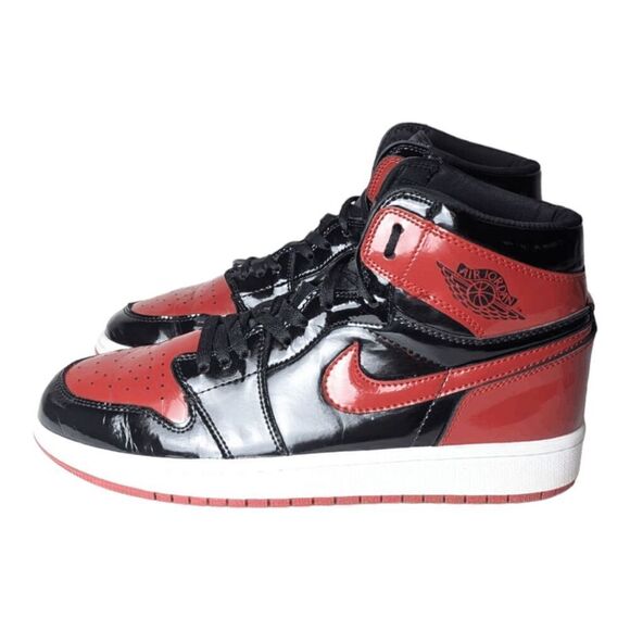 COPY NIKE Air Jordan 1 Retro High OG 'Patent Bred' Sneakers Size 12 - Picture 2 of 12
